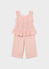 Conjunto Pantalón Blusa Crochet Rosa Mayoral