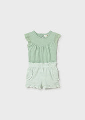 Conjunto Short y Body Cuello Rayas Verde Mayoral