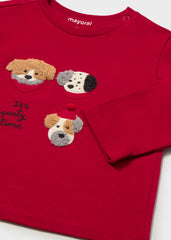 Camiseta Manga Larga Bordado Dog Rojo Mayoral Detalle
