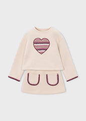Conjunto Falda Sudadera Bordado Corazón Mayoral estilo