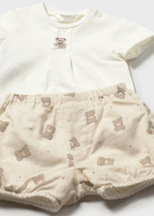 Conjunto Bermuda Estampado Osos Beige Mayoral