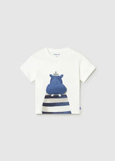 Camiseta Estampado Interactivo Hipopotamo Blanco Mayoral