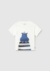 Camiseta Estampado Interactivo Hipopotamo Blanco Mayoral