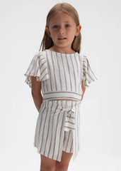 Conjunto Falda Short Rayas Café Mayoral niña