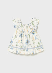 Vestido Pecho Resortado Florar Azul Mayoral