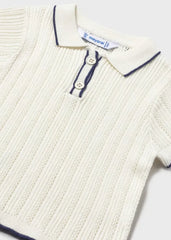 Blusa Polo Tricot Blanco Mayoral detalle