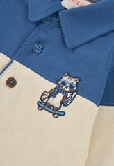 Polo Manga Larga Combinado Mapache Azul Boboli