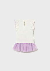 Conjunto Falda Tul Blusa Bordado Flor Lila Mayoral ESTILO