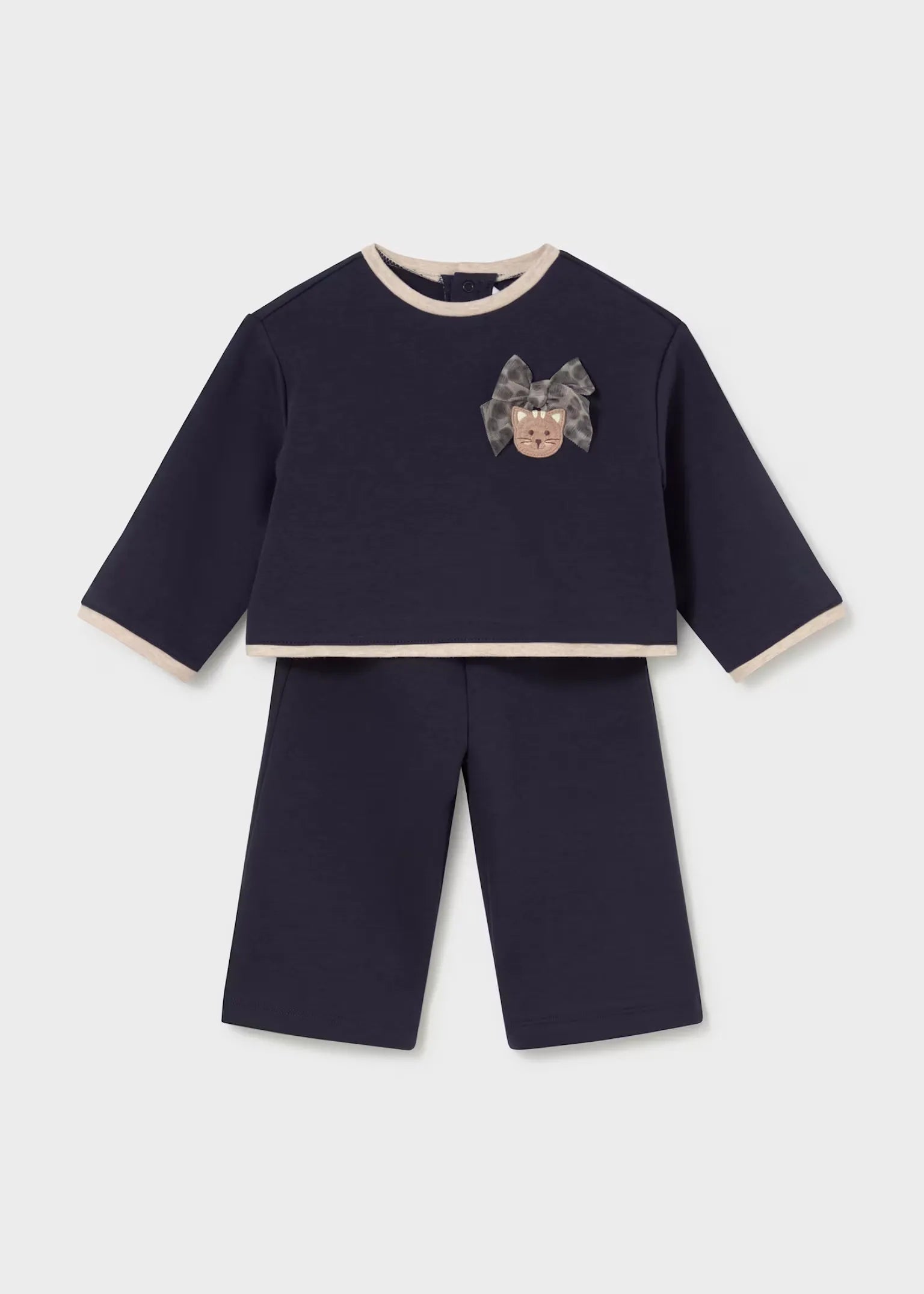 Conjunto Manga Larga Gato Bordado Navy Mayoral