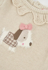 Vestido Combinado Tejido Dog Beige Boboli DETALLE