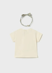 Blusa con Balaca Mariposa y Flores Beige Mayoral estilo