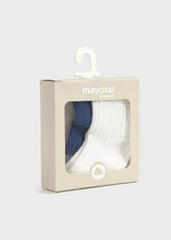 Set 2 Pares Medias Azul Blanco Mayoral caja