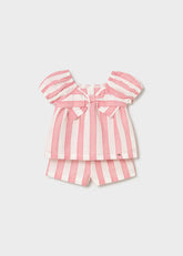 Conjunto Short Blusa Rayas Rosa Mayoral