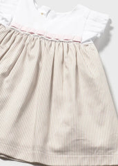 Vestido Combinado Rayas Beige Mayoral
