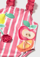 Vestido de Baño Enterizo Estampado Frutas Rosa Mayoral detalle