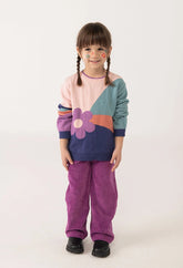 Saco Boboli tricot combinado flores lila