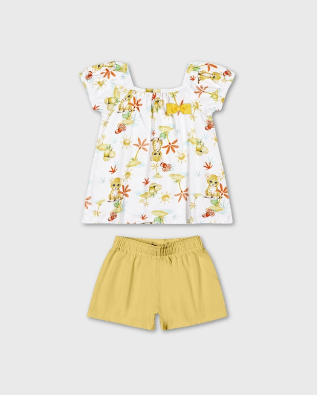 Conjunto Short Leopardo Amarillo Kyly