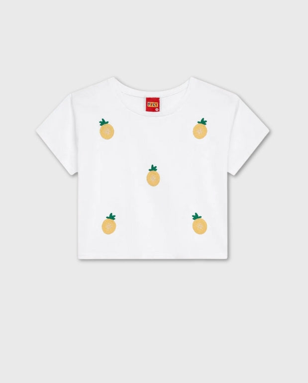 Blusa Detalle Piña Bordado Kyly blanco