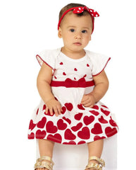 Vestido Estampado Corazones Rojo Kyly modelo