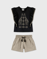 Conjunto Bordado Jirafa Negro Nanai