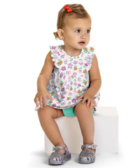 Conjunto Flores Lila Detalle Bordado Kyly Modelo