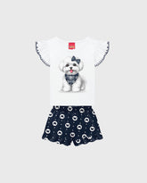 Conjunto Short Blusa Estampado Dog Mariposas Navy Kyly