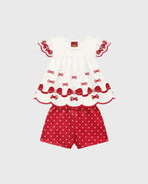 Conjunto Short Blusa Estampado Moños Rojo Kyly