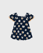 Vestido Estampado Caras Animales Navy Kyly