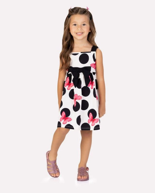 Vestido Estampado Mariposas Rosa Negro Kyly modelo