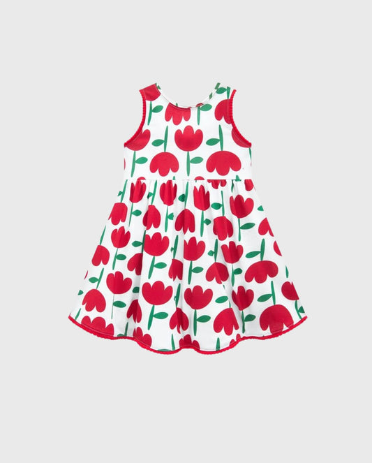 Vestido Estampado Tulipanes Rojo Kyly