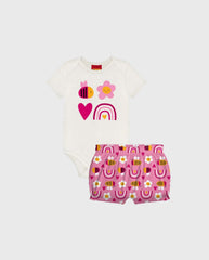 Conjunto Short Body Abeja Rosa Kyly