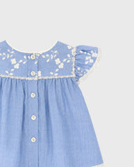 Vestido Detalle Bordado Azul Martín Aranda