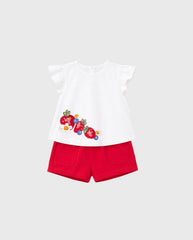 Conjunto Short Bolsillos Fresa Blanco Mayoral