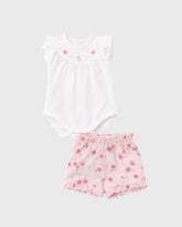 Conjunto Short y Body Cuello Bordado Peras Blanco Mayoral