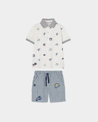 Conjunto Bermuda Rayas Surf Azul Boboli