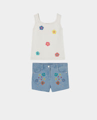 Conjunto Short Blusa Tejido Flores Boboli