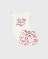 Conjunto Short y Blusa Bordado Corazón Rosa Milon