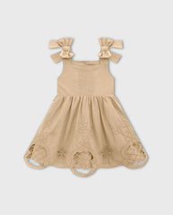 Vestido Bordado Flores Beige Milon