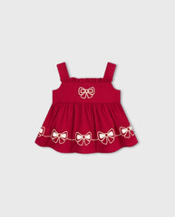 Conjunto Lazo Bordado Rojo Milon Blusa