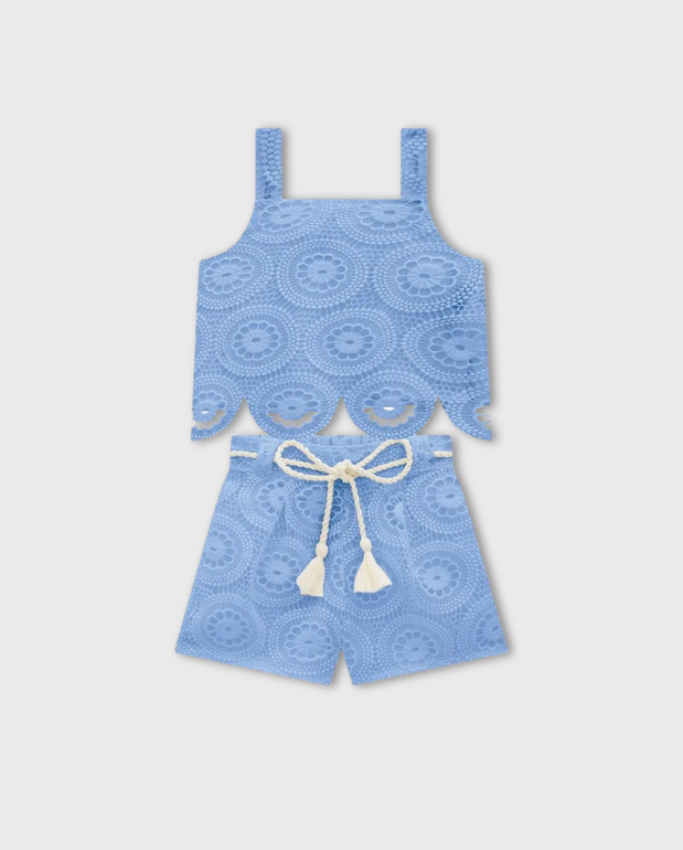Conjunto Niña Short Ojalillo Azul Milon