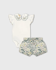 Conjunto Body Cuello Flores Verde Milon