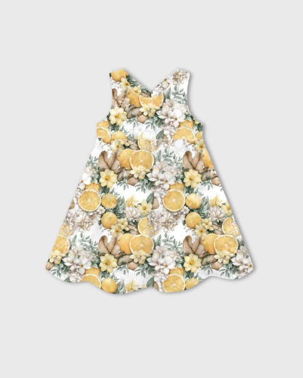 Vestido Ojalillo Estampado Flores Amarillo Milon