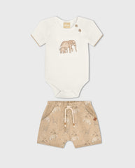Conjunto Body Bordado Elefante Beige Milon junto
