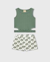 Conjunto Niña Short Palmas Verde Milon