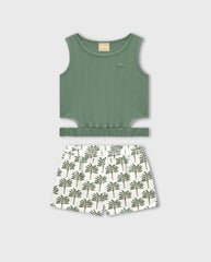 Conjunto Niña Short Palmas Verde Milon
