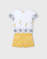 Conjunto Niña Short Bordado Amarillo Milon