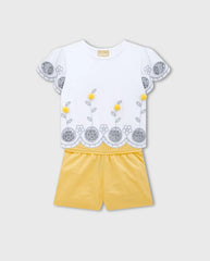 Conjunto Niña Short Bordado Amarillo Milon
