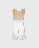 Conjunto Niña Pantalón Bordado Beige Milon