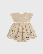 Vestido Detalle Flores Beige Milon