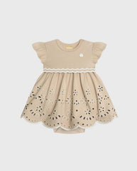 Vestido Detalle Flores Beige Milon